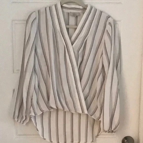 LOFT Striped Long Sleeve Blouse - Picture 1 of 8